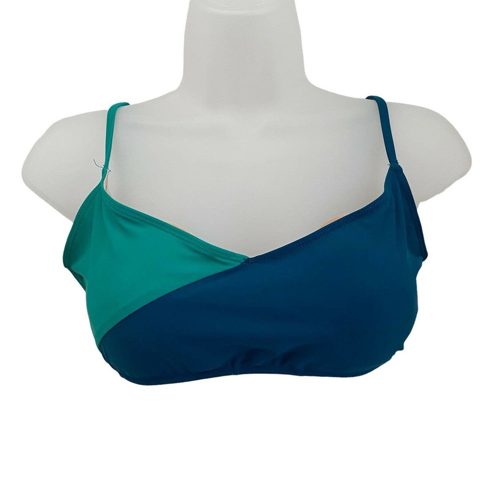 Summersalt 6 Marina Bikini Top Adjustable Colorblock Green Teal Swim